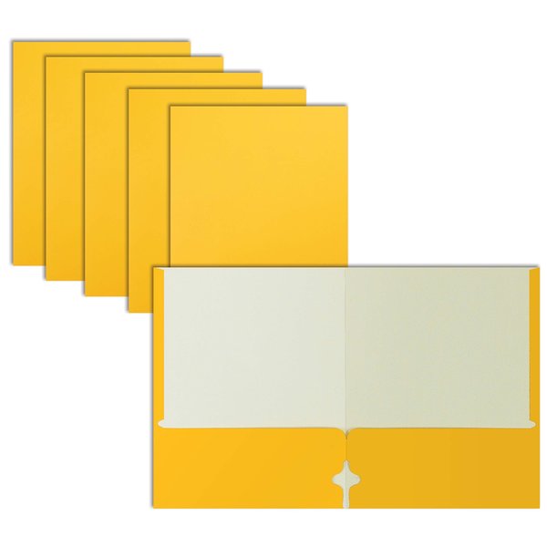 Better Office Products 2 Pocket Paper Folders Portfolio, Letter Size, Yellow, 50PK 80140